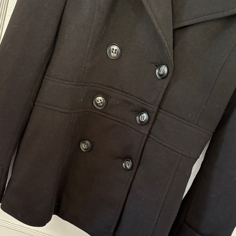 Express Women's Classic Black Pea Coat - Picture 3 of 5